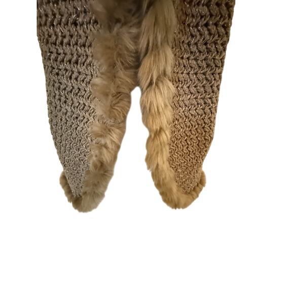 Chico’s Faux Fur Vest/Sweater Open Weaave Gray & Silver Metallic Thread.1 (8-10) - Picture 8 of 11